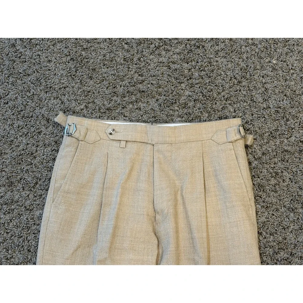 Suitsupply Zigo CZ Mens Pure Wool 4-Ply Pleated Trousers Side Adjusters 28x28
